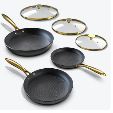 Nonstick Frying Pans Set 8&10&12 Inch Cast Iron Skillets with Glass Lids